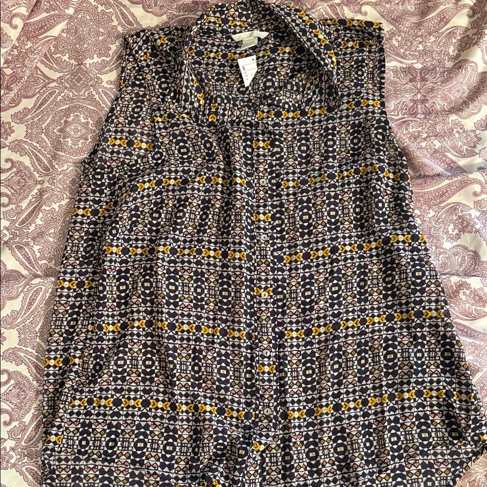 H&M Black and Yellow Patterned Blouse